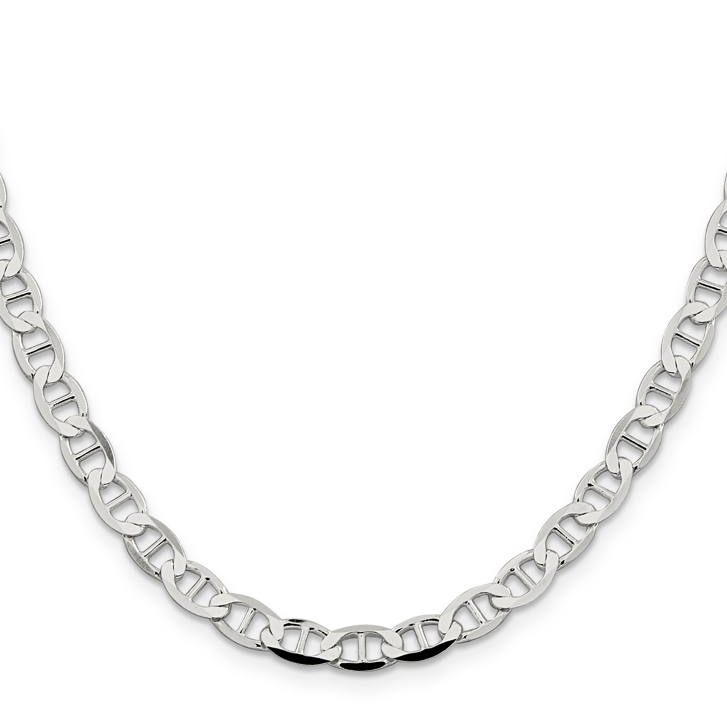 22 Inch Sterling Silver 5.7mm Flat Anchor Chain Necklace