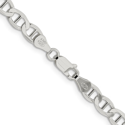 22 Inch Sterling Silver 5.7mm Flat Anchor Chain Necklace