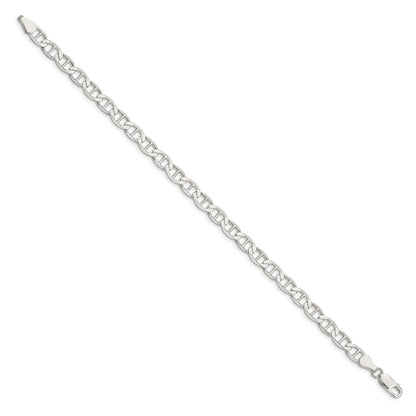 7 Inch Sterling Silver 5.7mm Flat Anchor Chain Bracelet