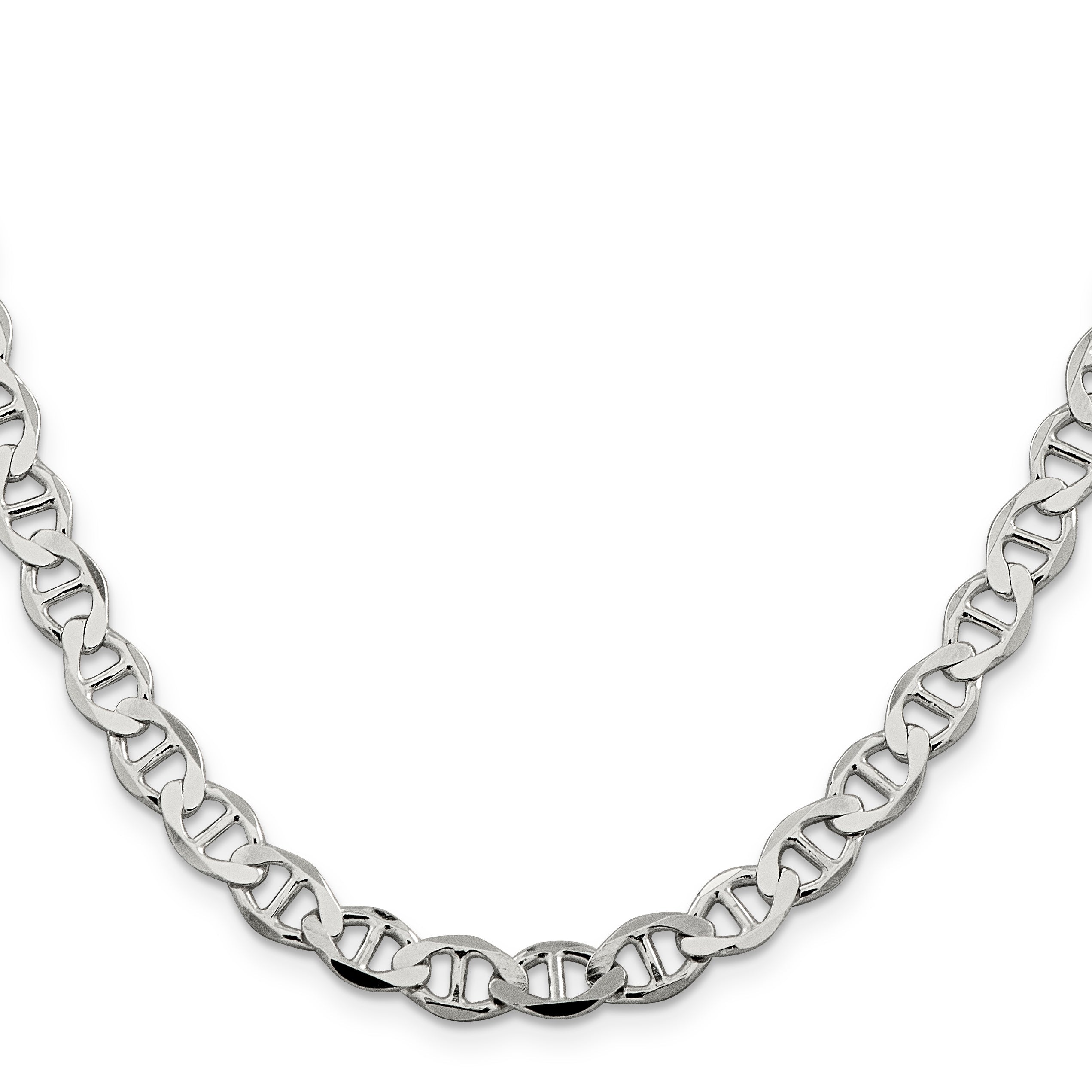 24 Inch Sterling Silver 7.1mm Flat Anchor Chain Necklace
