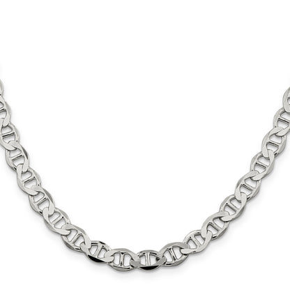 24 Inch Sterling Silver 7.1mm Flat Anchor Chain Necklace