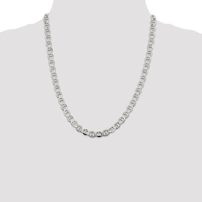 22 Inch Sterling Silver 7.1mm Flat Anchor Chain Necklace