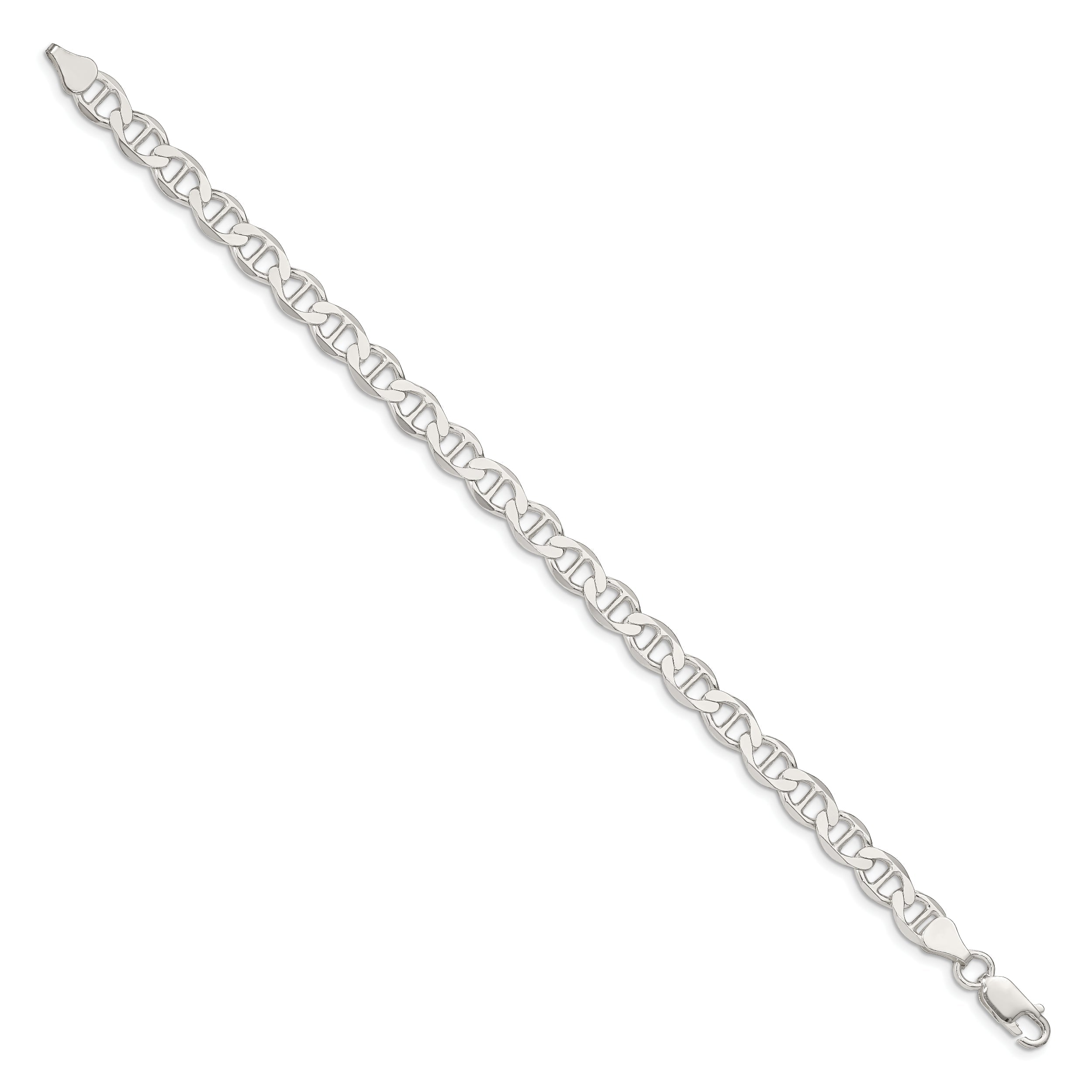 9 Inch Sterling Silver 7.1mm Flat Anchor Chain Bracelet