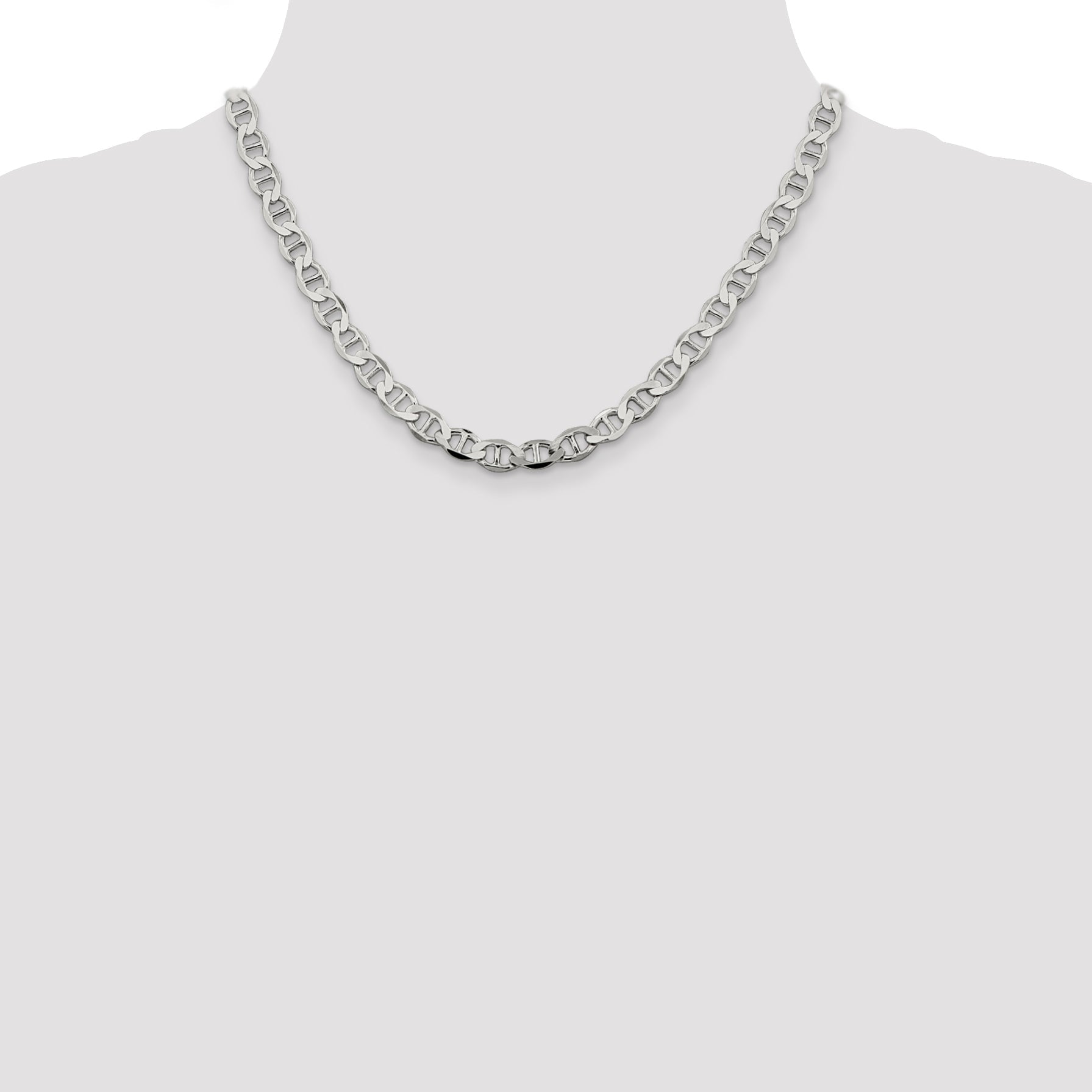 18 Inch Sterling Silver 8.9mm Flat Anchor Chain Necklace