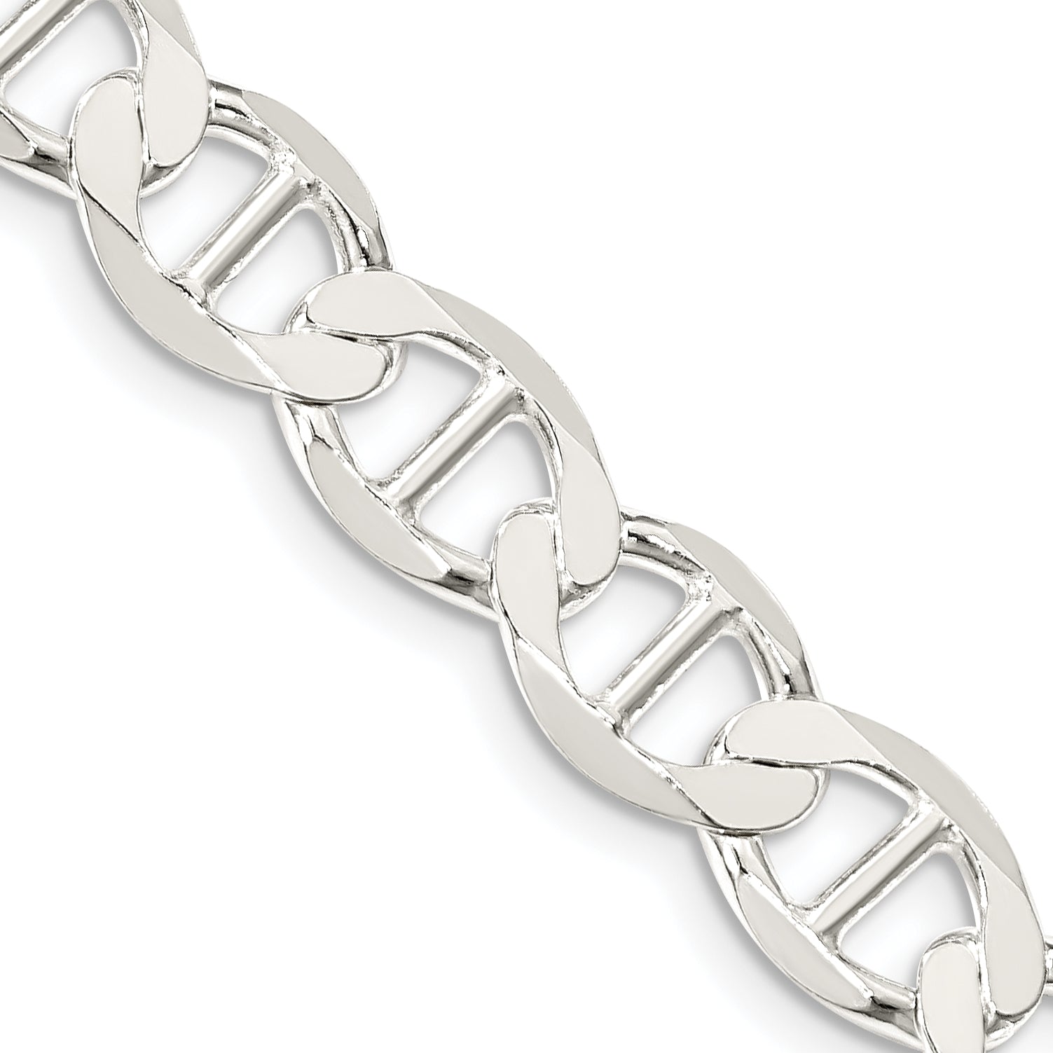 24 Inch Sterling Silver 8.9mm Flat Anchor Chain Necklace