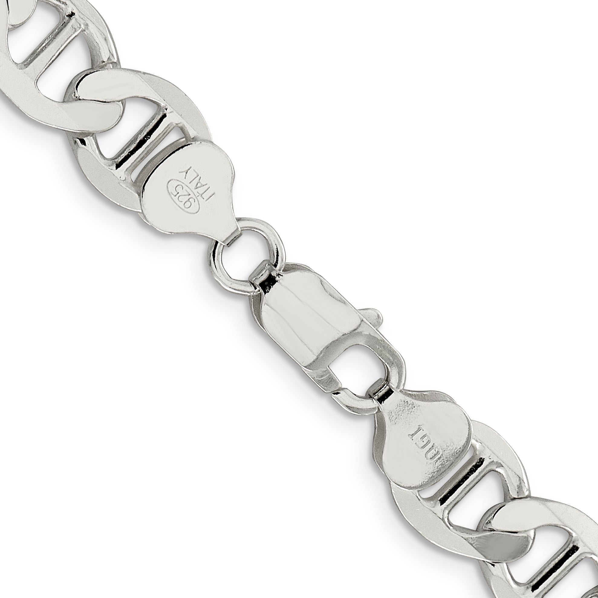 20 Inch Sterling Silver 9.95mm Flat Anchor Chain Necklace