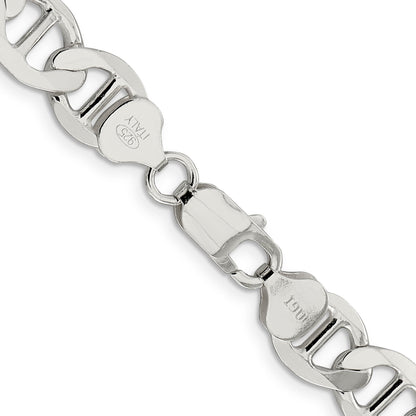 24 Inch Sterling Silver 9.95mm Flat Anchor Chain Necklace
