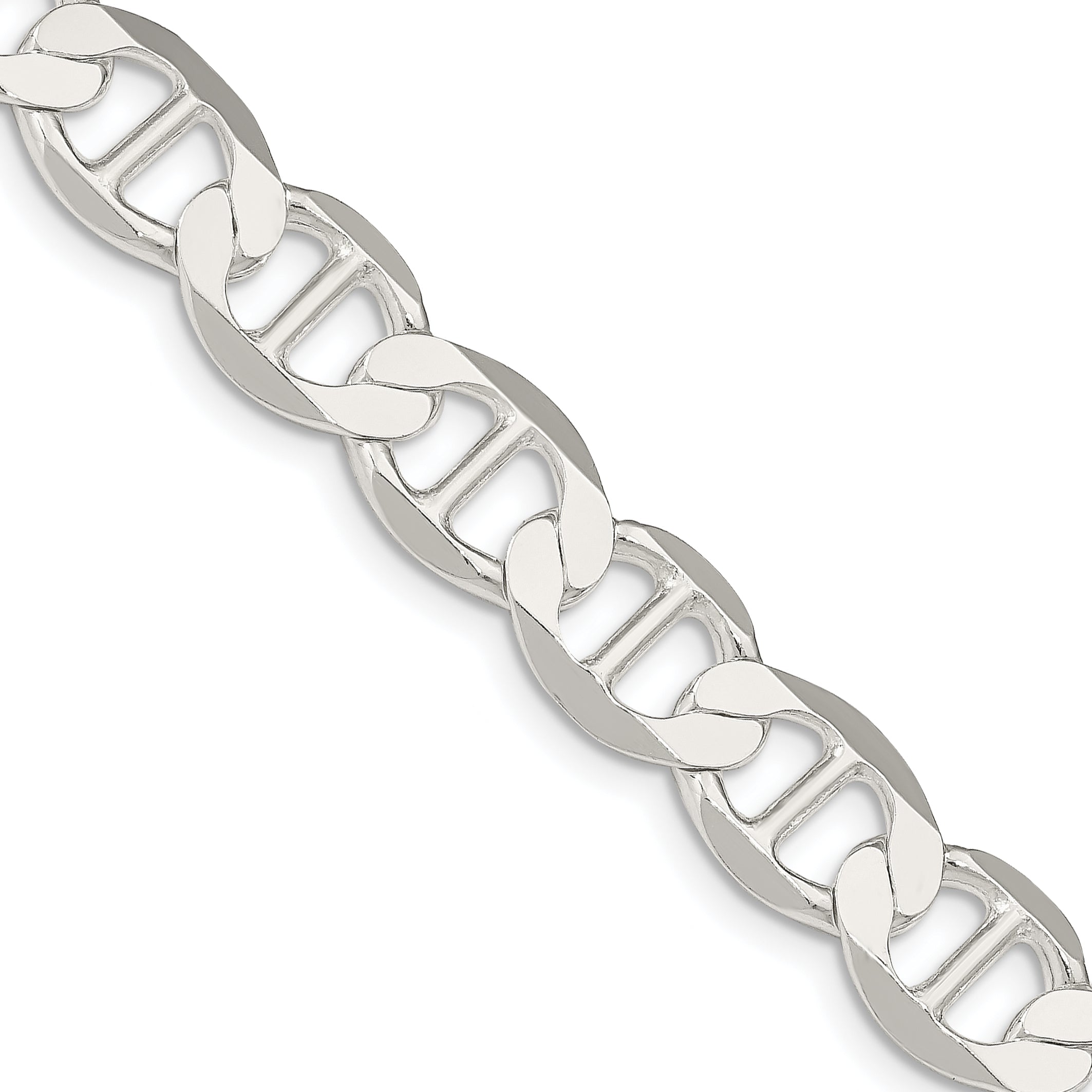 24 Inch Sterling Silver 9.95mm Flat Anchor Chain Necklace