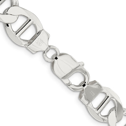 22 Inch Sterling Silver 12.3mm Flat Anchor Chain Necklace