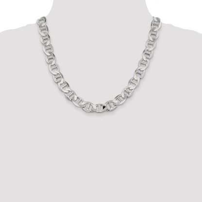 20 Inch Sterling Silver 12.3mm Flat Anchor Chain Necklace