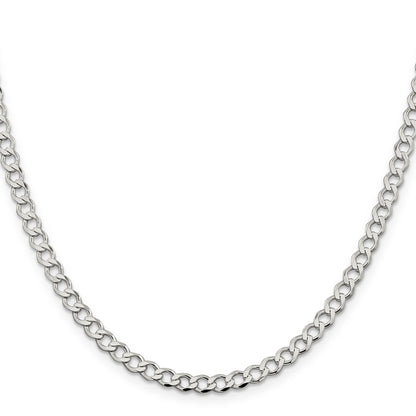 16 Inch Sterling Silver 4.5mm Semi-Solid Flat Curb Chain Necklace