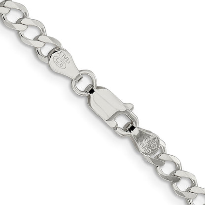 24 Inch Sterling Silver 4.5mm Semi-Solid Flat Curb Chain Necklace
