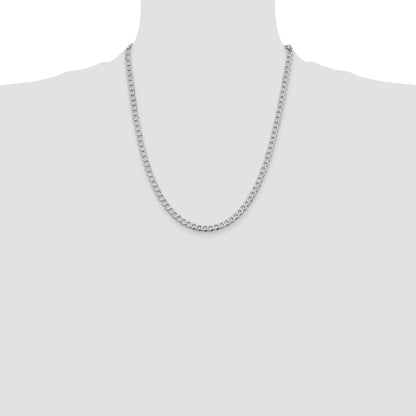 22 Inch Sterling Silver 4.5mm Semi-Solid Flat Curb Chain Necklace