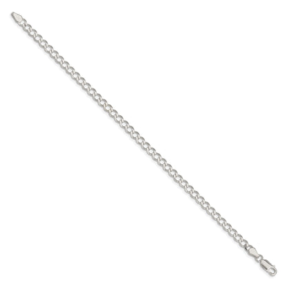 8 Inch Sterling Silver 4.5mm Semi-Solid Flat Curb Chain Bracelet