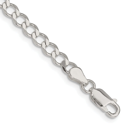 7 Inch Sterling Silver 4.5mm Semi-Solid Flat Curb Chain Bracelet