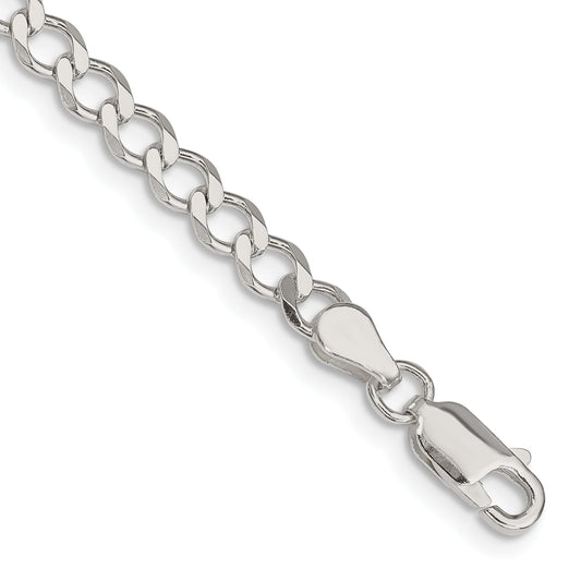 8 Inch Sterling Silver 4.5mm Semi-Solid Flat Curb Chain Bracelet