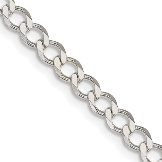 22 Inch Sterling Silver 4.5mm Semi-Solid Flat Curb Chain Necklace