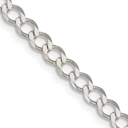 20 Inch Sterling Silver 4.5mm Semi-Solid Flat Curb Chain Necklace