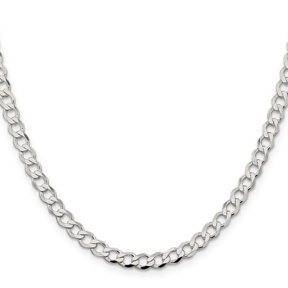 18 Inch Sterling Silver 5.3mm Semi-Solid Flat Curb Chain Necklace