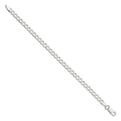 8 Inch Sterling Silver 5.3mm Semi-Solid Flat Curb Chain Bracelet