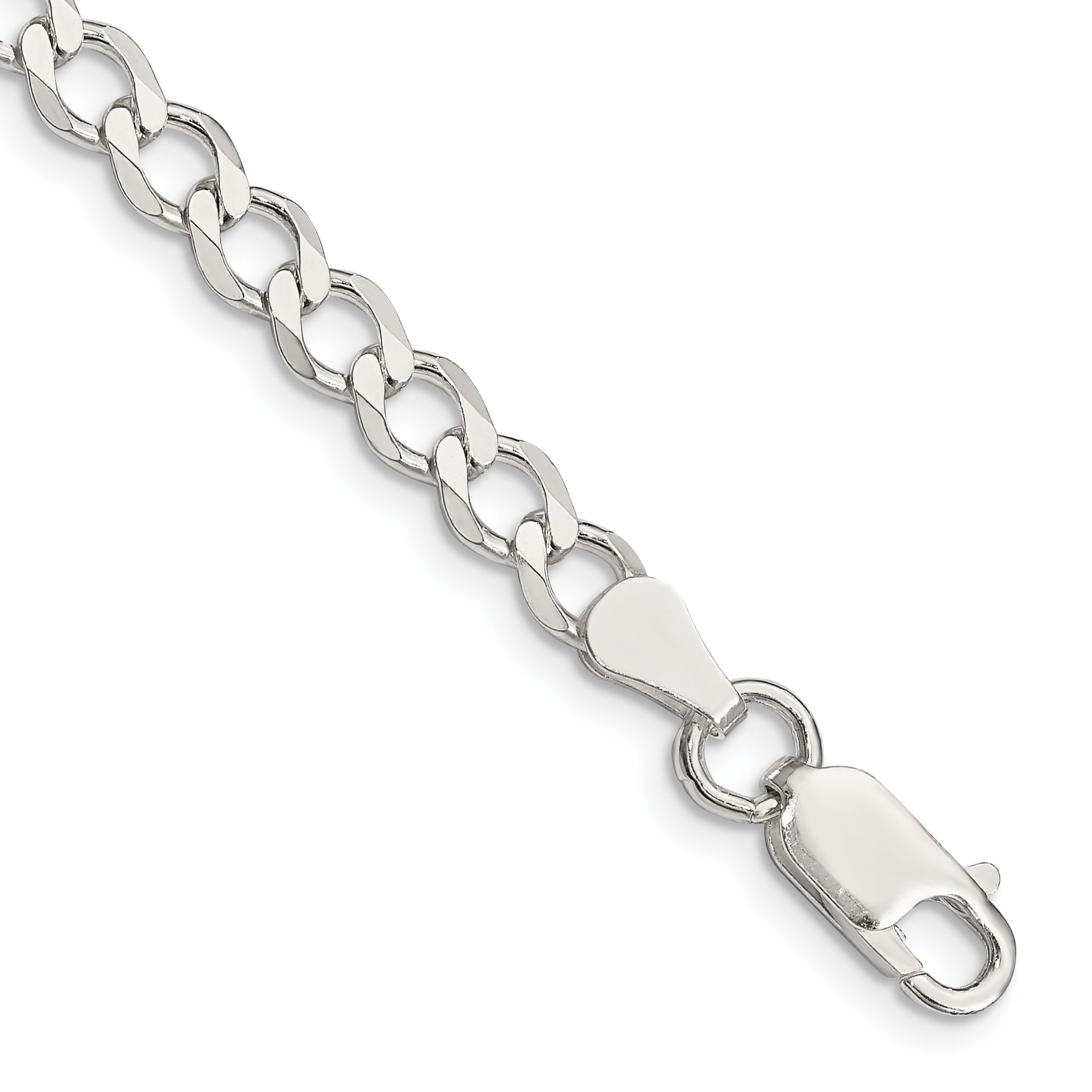 7 Inch Sterling Silver 5.3mm Semi-Solid Flat Curb Chain Bracelet