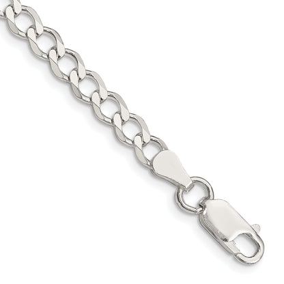 7 Inch Sterling Silver 5.3mm Semi-Solid Flat Curb Chain Bracelet