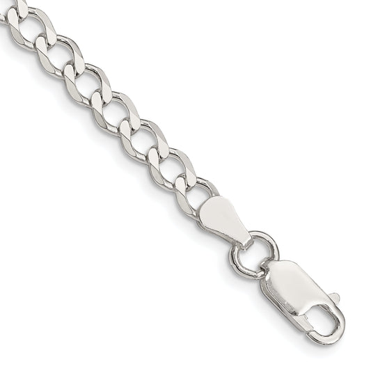 7 Inch Sterling Silver 5.3mm Semi-Solid Flat Curb Chain Bracelet