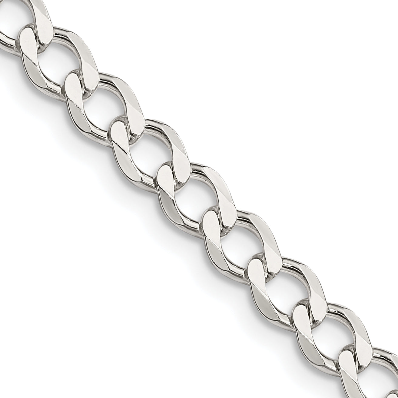 16 Inch Sterling Silver 5.3mm Semi-Solid Flat Curb Chain Necklace
