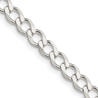 18 Inch Sterling Silver 5.3mm Semi-Solid Flat Curb Chain Necklace