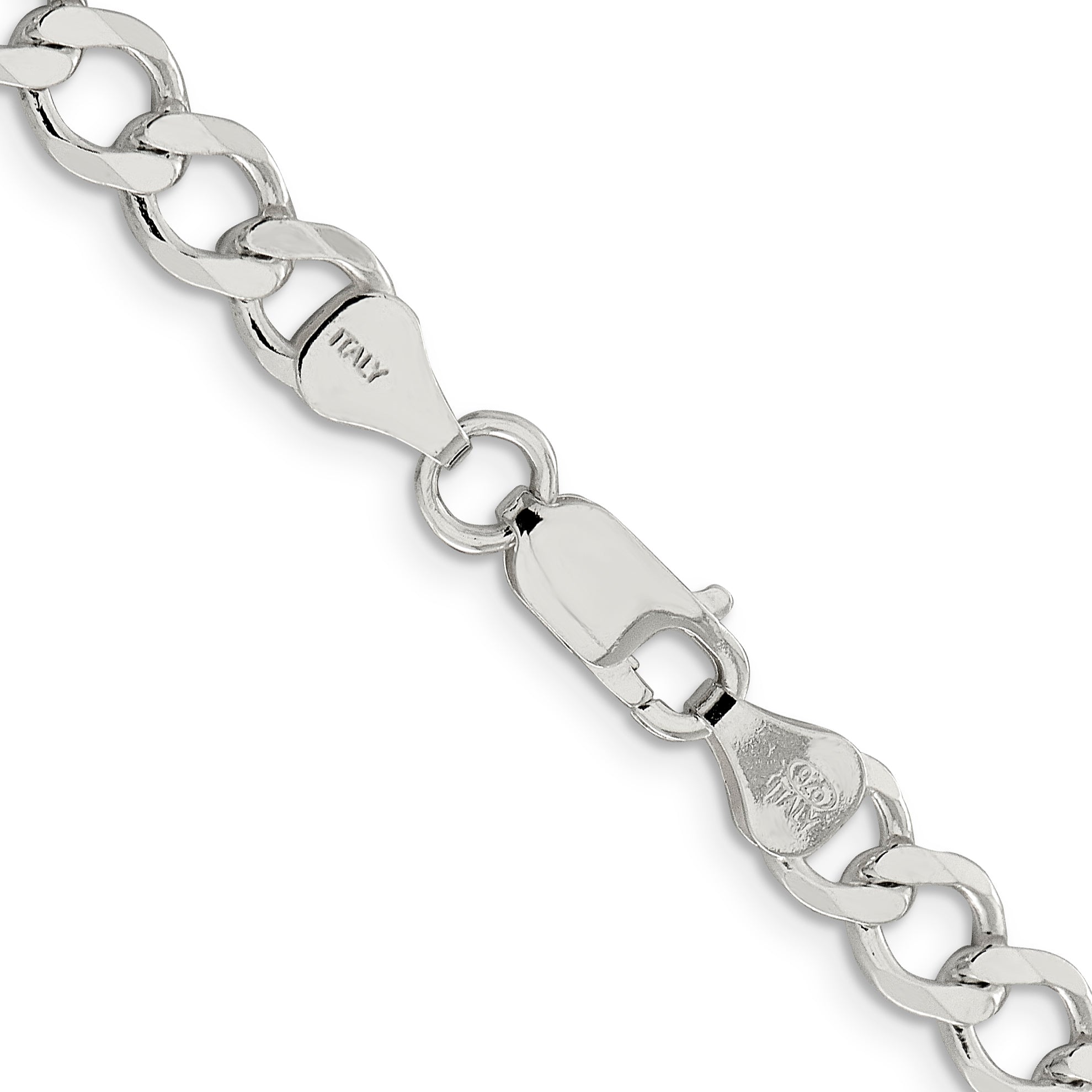 18 Inch Sterling Silver 6.7mm Semi-Solid Flat Curb Chain Necklace