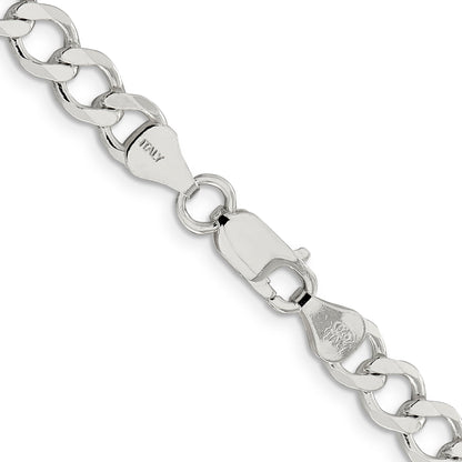18 Inch Sterling Silver 6.7mm Semi-Solid Flat Curb Chain Necklace