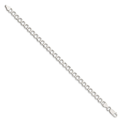 8 Inch Sterling Silver 6.7mm Semi-Solid Flat Curb Chain Bracelet