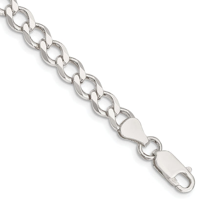 8 Inch Sterling Silver 6.7mm Semi-Solid Flat Curb Chain Bracelet