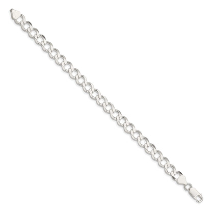 7 Inch Sterling Silver 8.1mm Semi-Solid Flat Curb Chain Bracelet