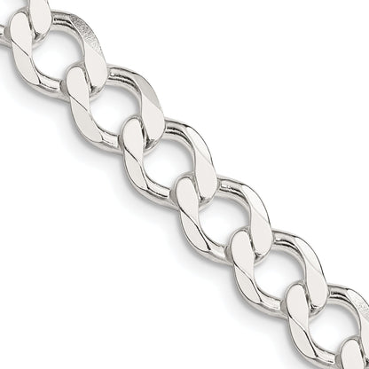 18 Inch Sterling Silver 8.1mm Semi-Solid Flat Curb Chain Necklace