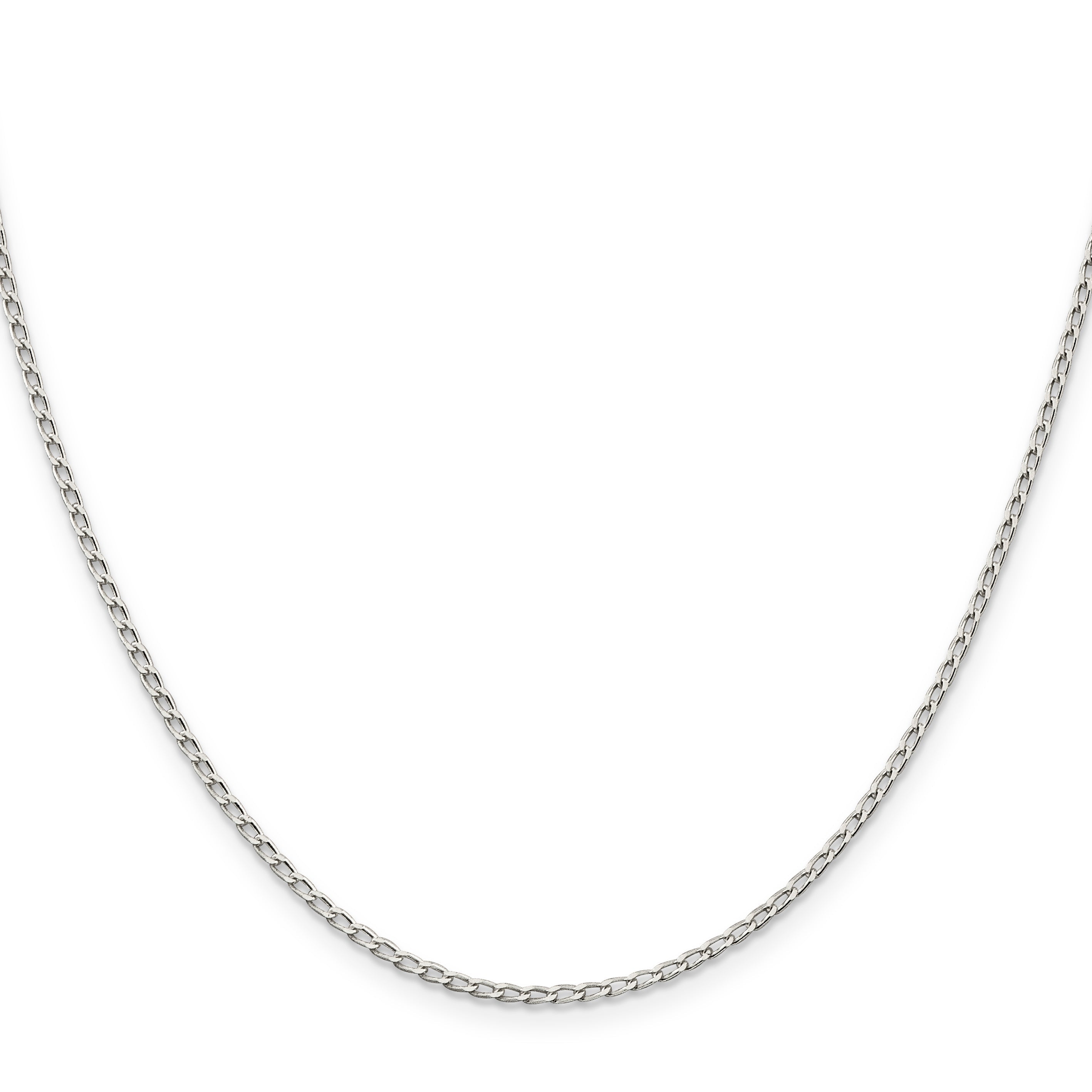 20 Inch Sterling Silver 1.5mm Open Elongated Link Chain Necklace