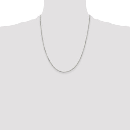 22 Inch Sterling Silver 1.5mm Open Elongated Link Chain Necklace