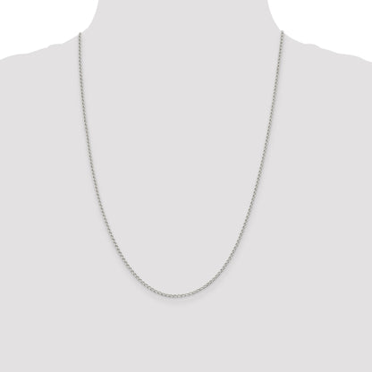 24 Inch Sterling Silver 1.5mm Open Elongated Link Chain Necklace
