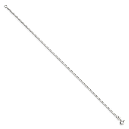 7 Inch Sterling Silver 1.5mm Open Elongated Link Chain Bracelet