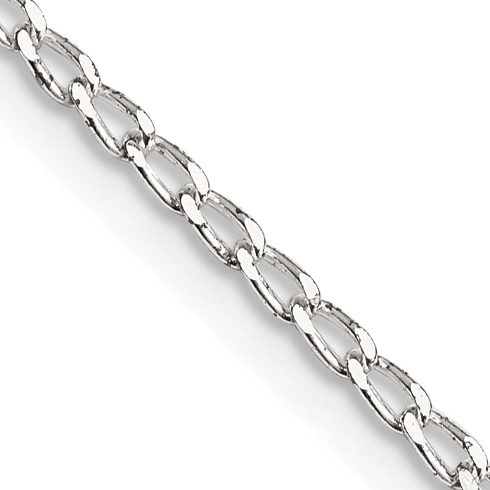18 Inch Sterling Silver 1.5mm Open Elongated Link Chain Necklace
