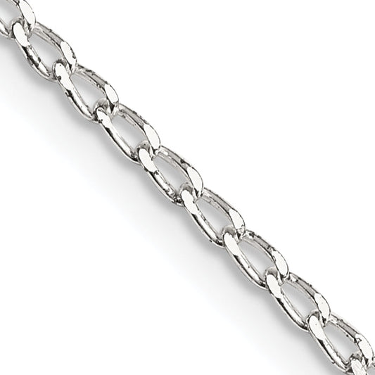 22 Inch Sterling Silver 1.5mm Open Elongated Link Chain Necklace