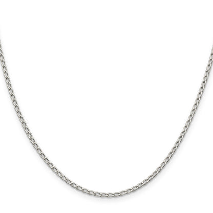 18 Inch Sterling Silver 2mm Open Elongated Link Chain Necklace
