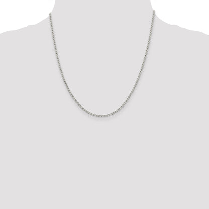 20 Inch Sterling Silver 2mm Open Elongated Link Chain Necklace