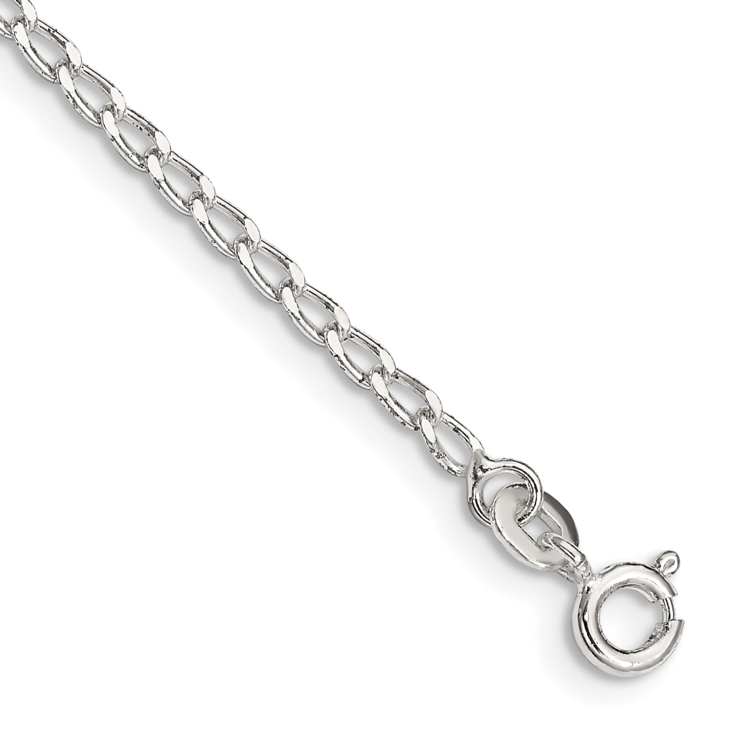7 Inch Sterling Silver 2mm Open Elongated Link Chain Bracelet