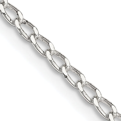 20 Inch Sterling Silver 2mm Open Elongated Link Chain Necklace