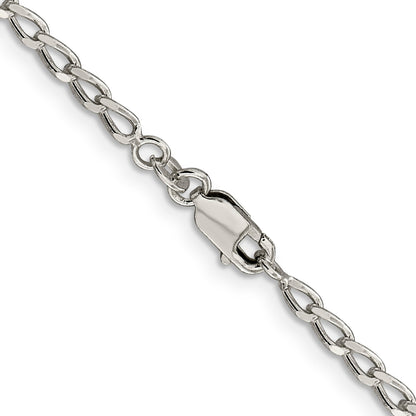 18 Inch Sterling Silver 2.8mm Open Elongated Link Chain Necklace