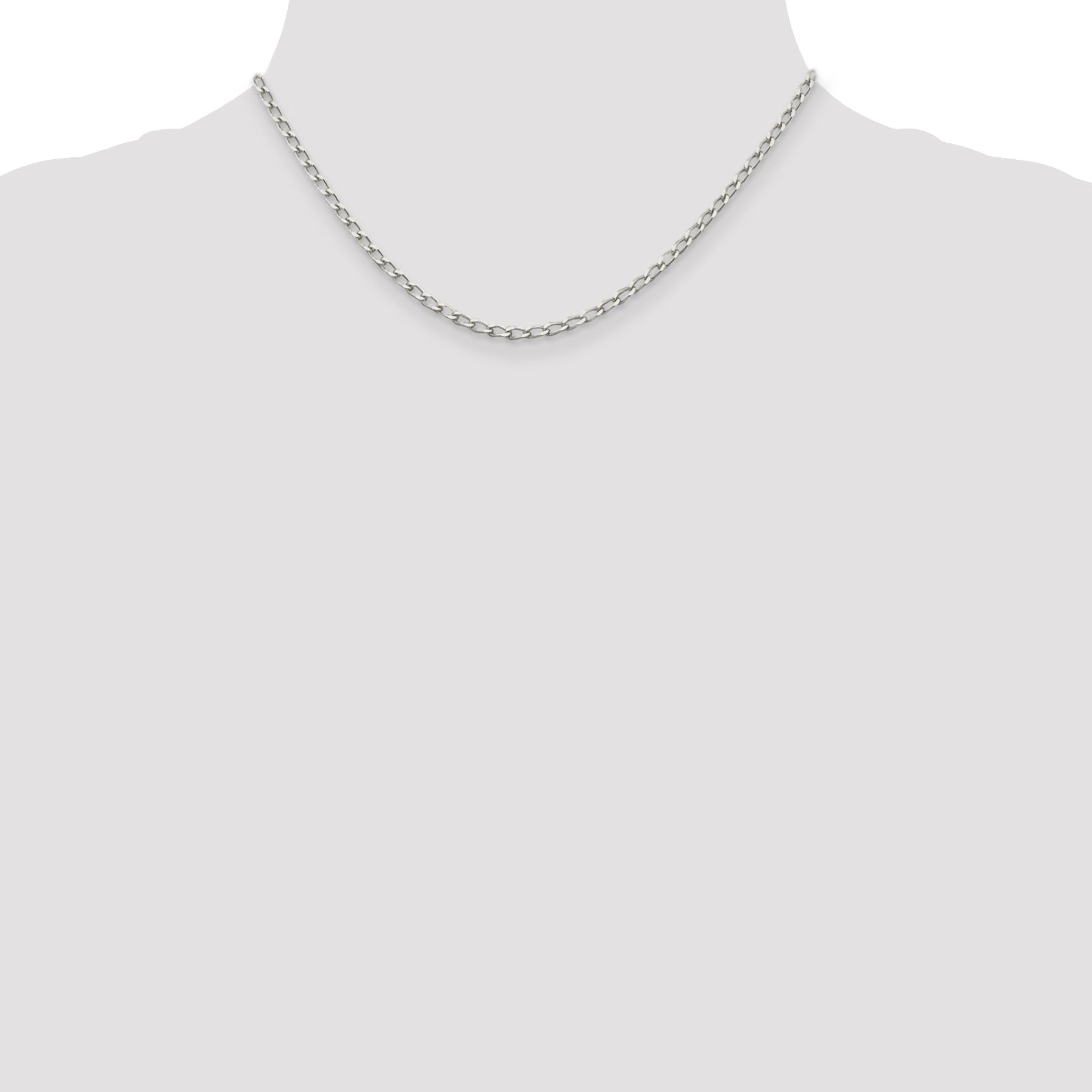 16 Inch Sterling Silver 2.8mm Open Elongated Link Chain Necklace