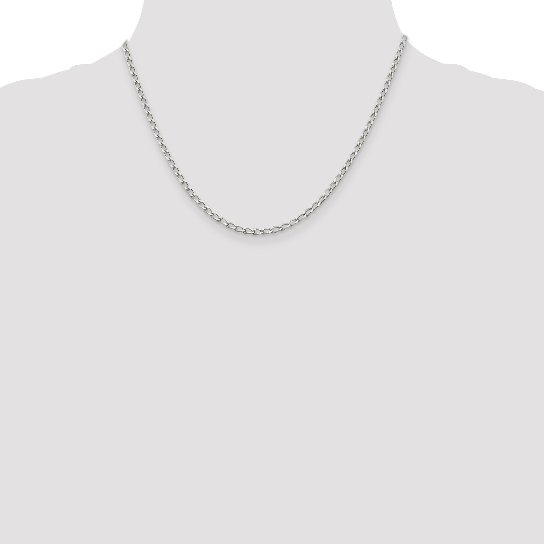 18 Inch Sterling Silver 2.8mm Open Elongated Link Chain Necklace
