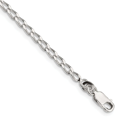 8 Inch Sterling Silver 2.8mm Open Elongated Link Chain Bracelet