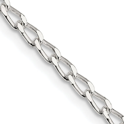 16 Inch Sterling Silver 2.8mm Open Elongated Link Chain Necklace